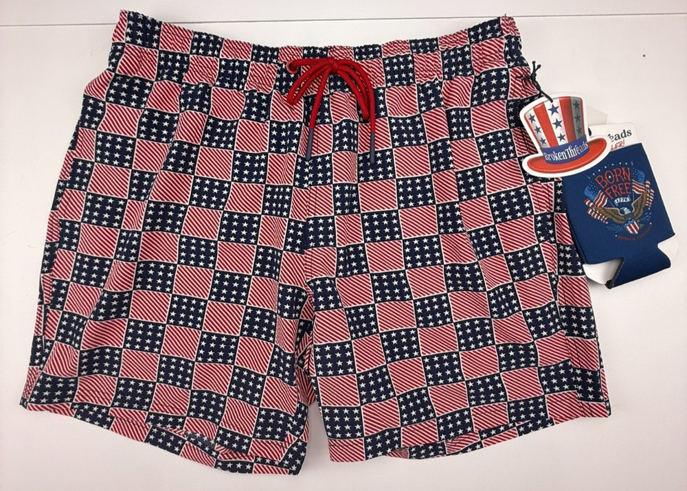BROKEN THREADS AMERICAN FLAG NAVY SZ LARGE BATHINGSUIT NWT